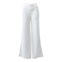 Load image into Gallery viewer, Women&#39;s Transparent Mesh Patchwork High Waist Pants With Elegant Cross Detail, Solid Color Fashion Trousers +
