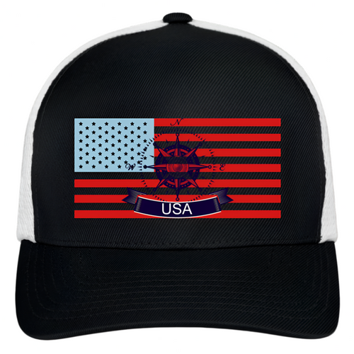 USA Flexfit Fitted Baseball Cap - black/white