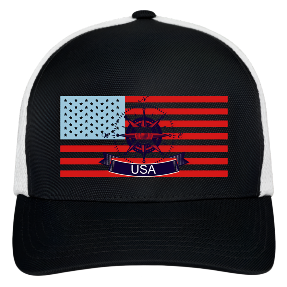 USA Flexfit Fitted Baseball Cap - black/white