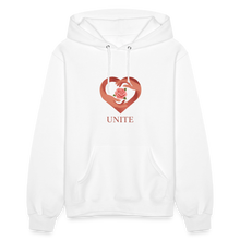 Load image into Gallery viewer, Lovers'Hearts Unite Plush Pullover Women's Hoodie Jerzees 996 - white
