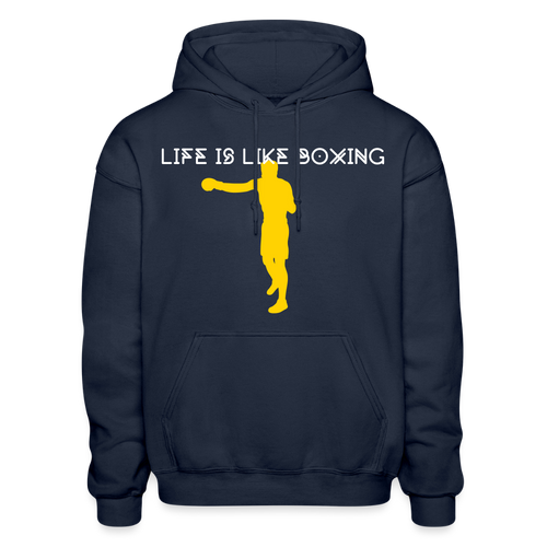 Life Is Like Boxing Gildan Pouch Pocket Hoodie - navy