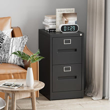 Load image into Gallery viewer, 2 Drawer Mobile File Cabinet, Metal Under Desk Cabinet With Lock Name Card Holder For Office Home, Legal Letter Size, Assembly Required +
