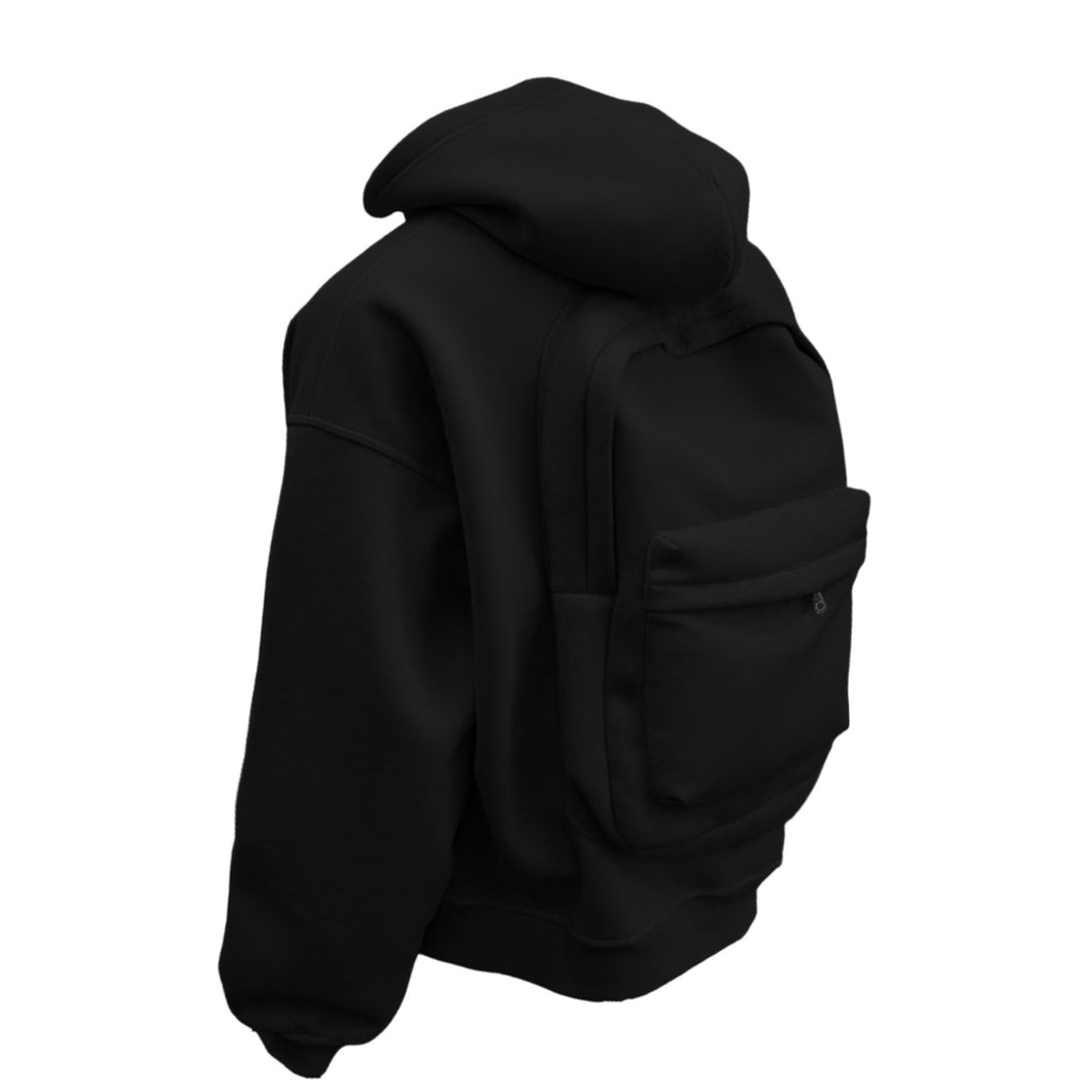 Backpack Men's Loose Sports And Leisure Hooded Zipper Sweatshirt +