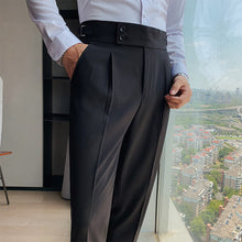 Load image into Gallery viewer, Men's Trousers New Slim Solid Color Small Trousers Straight Belt Loops Free Pants +
