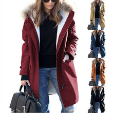 Load image into Gallery viewer, Women's Loose Extended Fur Collar Hooded Overcoat +
