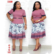 Load image into Gallery viewer, Fashionable Women's A-Line Dress With A Round Neck And Bold Print +
