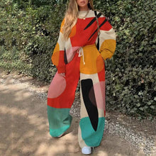 Load image into Gallery viewer, Casual Round Neck Loose Print Women's Sweater Suit +
