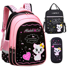 Load image into Gallery viewer, Kids School Cute Cat Print Backpack School Bag +
