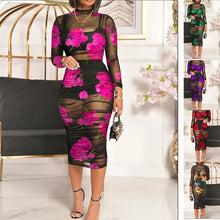 Load image into Gallery viewer, Short Skirt Top With Retro Printed Mesh Mid-length +
