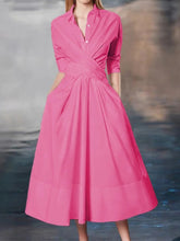 Load image into Gallery viewer, Fancy Casual Women's Dress Polo Collar Solid Color Dress +
