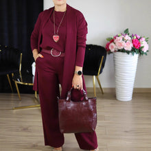 Load image into Gallery viewer, Round Neck Long Sleeve Top Belt Comfortable Blouse And Pants +
