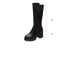 Load image into Gallery viewer, Retro Round Toe Mid-heel Thick Heel Warm Boots +
