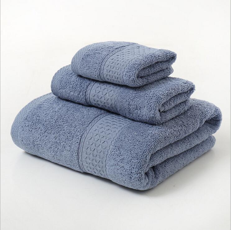Pure Cotton Plain Broken Covers Long-staple Cotton Three-piece Suit Of Bath Towel +