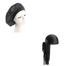 Load image into Gallery viewer, Durag &amp; Bonnet Sleeping  Set Women Hair Cap +
