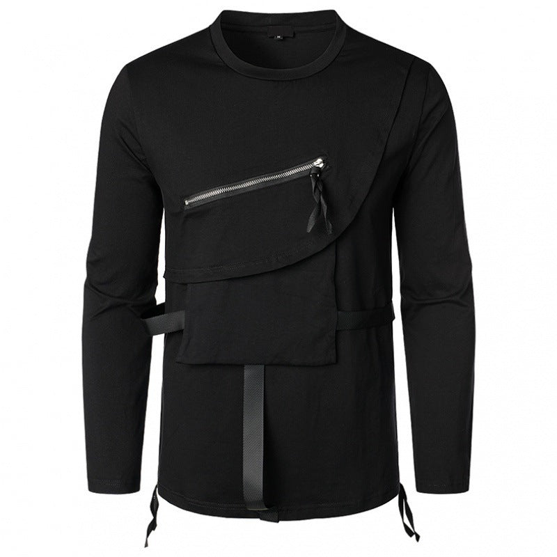Dark Autumn Personalized Work Clothes Round Neck Bottoming Shirt Long Sleeve T-shirt Men +