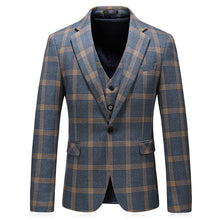Load image into Gallery viewer, Men&#39;s Business Wedding Suit Set Plaid Suit +
