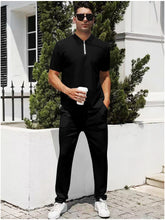 Load image into Gallery viewer, Men's Pants Summer Lightweight Outfit Zip Front Short Sleeve Top Set +
