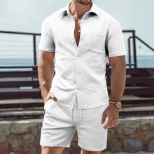 Load image into Gallery viewer, Shorts Two-piece Set Men's Breasted Outdoor Casual Short-sleeved Shirt Outfit +
