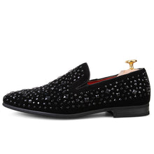 Load image into Gallery viewer, BLACK SPIKES RHINESTONES SHOES +

