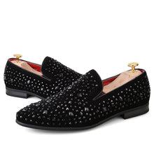 Load image into Gallery viewer, BLACK SPIKES RHINESTONES SHOES +
