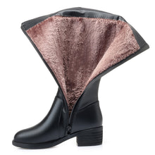Load image into Gallery viewer, Plush Wool High Boots Women&#39;s Medium Thick Sole Leather Boots +
