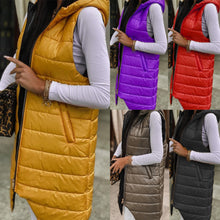 Load image into Gallery viewer, Cardigan Hooded Vest Single-breasted Sleeveless Pocket Mid-length Jacket +

