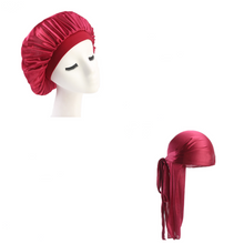 Load image into Gallery viewer, Durag &amp; Bonnet Sleeping  Set Women Hair Cap +
