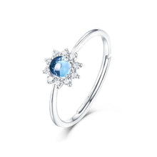 Load image into Gallery viewer, Blue Topaz Sunflower  Ring Minimalist Women's Ring +
