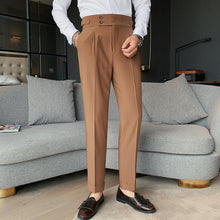Load image into Gallery viewer, Men's Trousers New Slim Solid Color Small Trousers Straight Belt Loops Free Pants +
