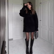 Load image into Gallery viewer, Sweater Skirt Sets For Women 2 Pieces Knit Casual Versatile Long Sleeve Pullover Elegant Solid High Waist Mini Skirt Outfit +
