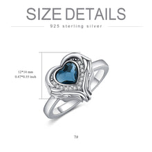 Load image into Gallery viewer, 925 Sterling Silver Angel Wing Heart Cremation Urn Holds Loved Ones Ashes Ring +
