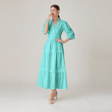 Load image into Gallery viewer, French Court Retro Style V-neck Half Sleeves Lace Stitching Design Dress +
