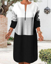 Load image into Gallery viewer, Winter New Sweater Women Zipper Color Contrast Patchwork Long Sleeve Long Zipper Dress +
