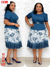 Load image into Gallery viewer, Fashionable Women's A-Line Dress With A Round Neck And Bold Print +
