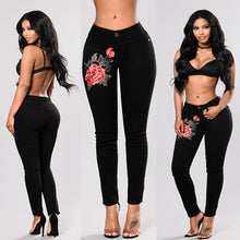 Load image into Gallery viewer, Denim Pants Women&#39;s Embroidered Skinny Jeans +
