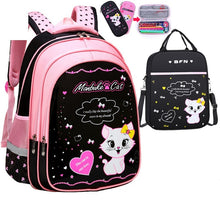 Load image into Gallery viewer, Kids School Cute Cat Print Backpack School Bag +
