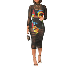 Load image into Gallery viewer, Short Skirt Top With Retro Printed Mesh Mid-length +
