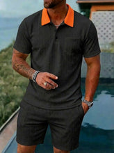 Load image into Gallery viewer, Men's Summer Shorts Set Fashionable Breathable Color-Block Pocket Short-Sleeve Set +
