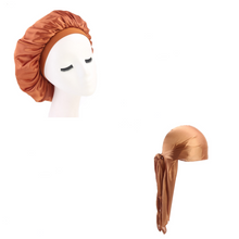 Load image into Gallery viewer, Durag &amp; Bonnet Sleeping  Set Women Hair Cap +
