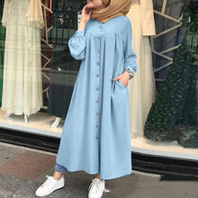 Load image into Gallery viewer, Long Sleeve Shirt Dress Casual Pocket Robe +
