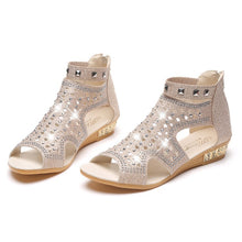 Load image into Gallery viewer, Women&#39;s Fish Mouth High Top Back Zip Roman Sandals +
