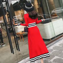 Load image into Gallery viewer, Big Red Long-sleeved Long Knit Dress Women +
