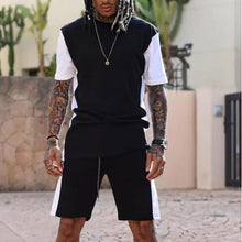 Load image into Gallery viewer, Solid Color FashionMen's shorts Trendy Design Short Sleeve Two-piece Set +
