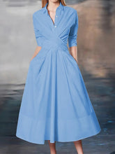 Load image into Gallery viewer, Fancy Casual Women's Dress Polo Collar Solid Color Dress +
