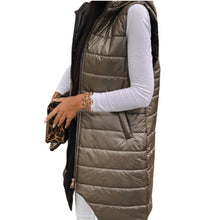 Load image into Gallery viewer, Cardigan Hooded Vest Single-breasted Sleeveless Pocket Mid-length Jacket +
