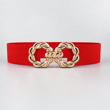 Load image into Gallery viewer, Women&#39;s Waist Decoration Metal Button-down Belt Dress Waistband Retraction Elastic Waist Seal Strap +
