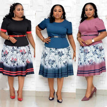 Load image into Gallery viewer, Fashionable Women's A-Line Dress With A Round Neck And Bold Print +

