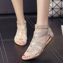 Load image into Gallery viewer, Women&#39;s Fish Mouth High Top Back Zip Roman Sandals +
