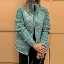 Load image into Gallery viewer, Stand Collar Cotton Jacket With Pockets Fashion Knitted Stitching Zipper Coat Winter Warm Tops For Women +
