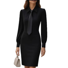 Load image into Gallery viewer, Women's Spring Autumn Long Sleeve Dress - Solid Color Waist Tie Fit A-Line Midi Dress For Daily Wear Work Business Dress +
